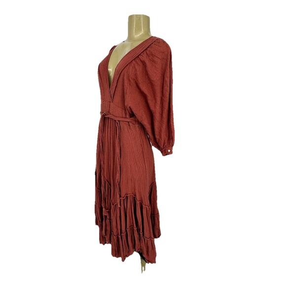 Free People XS Women I Need To Know Dress V-neck Boho Cotton Flare U1 - Picture 4 of 8